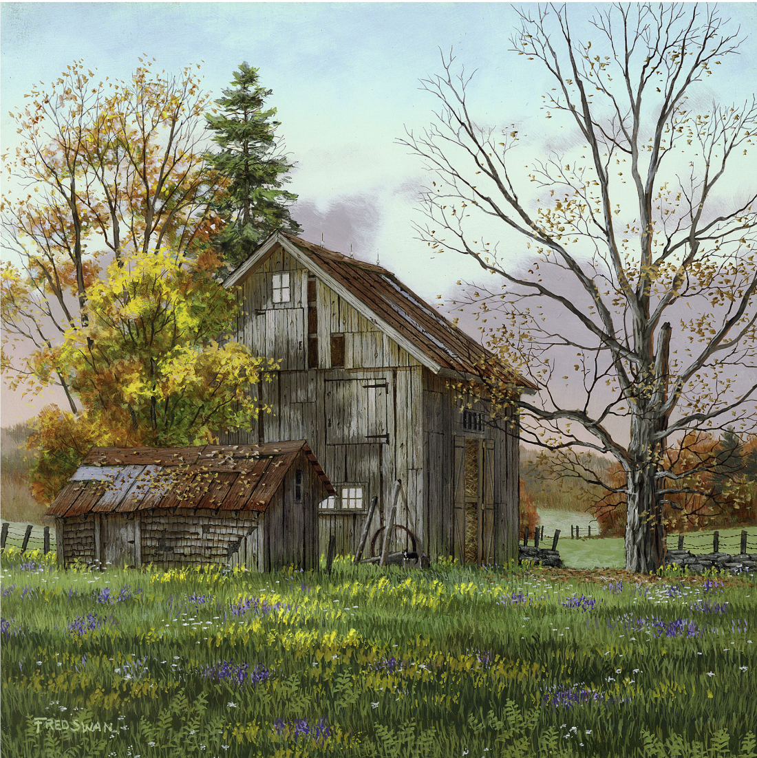Fall Flowers - American Realist Painting by Fred Swan